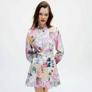 Zara Mini Floral Parrot Dress